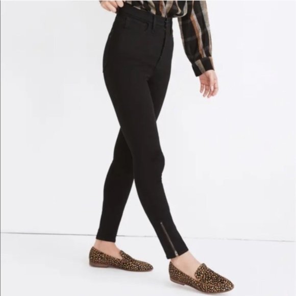 Madewell Denim - Madewell 11" Roadtripper High Rise Skinny Ankle Zip Jeans Black Denim 26P MB907